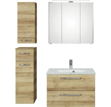 Badezimmermöbelset mit Spiegelschrank, Waschbeckenunterschrank und Hochschrank