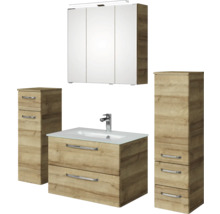 Badezimmermöbel Set mit Waschbecken, Spiegelschrank, und Hochschränken