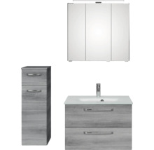 Badezimmerset mit Waschtischunterschrank, Spiegelschrank und Hochschrank