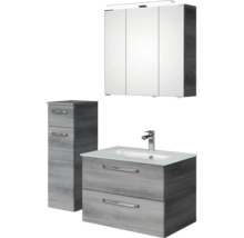 Badezimmer-Set mit Waschtischunterschrank, Waschbecken, Seitenschrank und Spiegelschrank