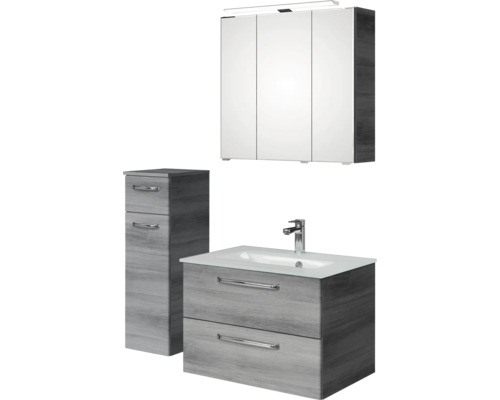 Badezimmer-Set mit Waschtischunterschrank, Waschbecken, Seitenschrank und Spiegelschrank