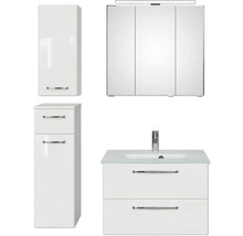 Badezimmermöbel-Set mit Spiegelschrank, Waschbeckenunterschrank und Hochschrank