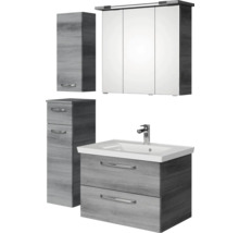 Badezimmermöbel-Set mit Spiegelschrank, Waschbeckenunterschrank und Hochschrank