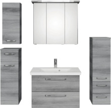 Badezimmer-Set mit Waschbeckenunterschrank, Spiegelschrank und Hochschränken