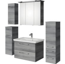 Badezimmermöbelset mit Waschtisch, Spiegelschrank und Hochschränken