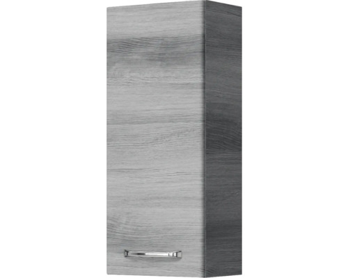 Armoire haute avec porte et poignée au design bois pour salle de bains