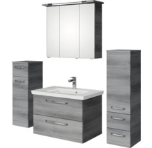 Badezimmermöbel Set mit Waschtisch, Spiegelschrank und zwei Hochschränken