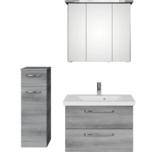 Badezimmerset mit Waschtischunterschrank, Waschbecken, Spiegelschrank und Seitenschrank