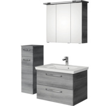 Badezimmerset mit Waschtischunterschrank, Waschbecken, Spiegelschrank und Badschrank