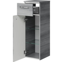 Offener Badezimmer-Hochschrank mit Schublade und Glasböden