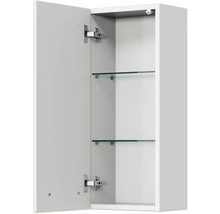 Offener Badezimmerschrank mit Glasböden