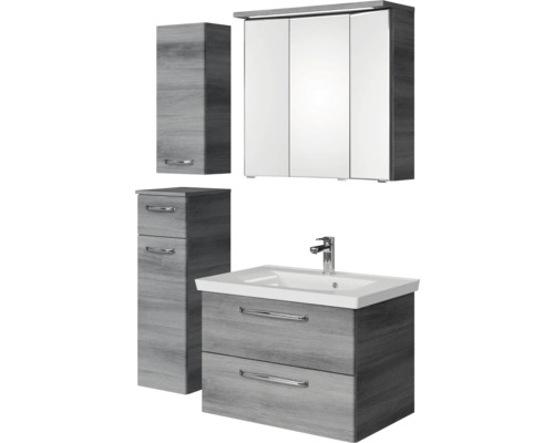 Badezimmermöbel-Set mit Waschtischunterschrank, Spiegelschrank und Hochschränken