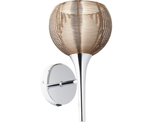 Wandleuchte mit Lampenschirm aus Drahtgeflecht