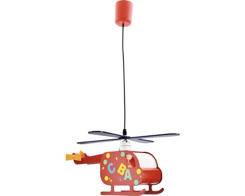Luminaire pour chambre d'enfant hélicoptère Hubert bois multicolore laqué à 1 ampoule hxLxl 200x430x150 mm