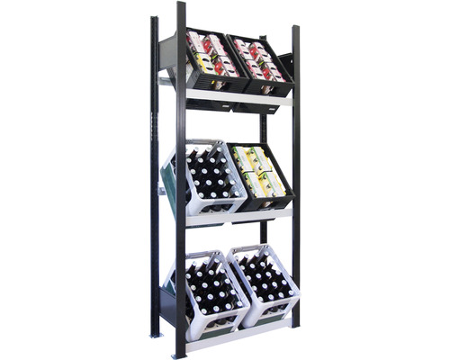 Support pour caisses à bouteilles, étagère de base pour caisses de boissons Schulte 1800x750x300 mm