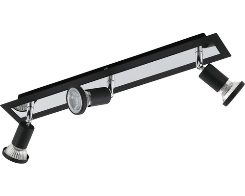 Spot de plafond LED acier 5W 400 lm 3000 K blanc chaud 38° lxL 70x460 mm Sarria noir/chrome