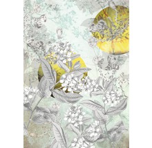 Motif floral abstrait avec plantes et cercles