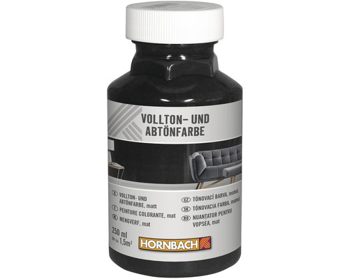 Peinture plein ton et colorant HORNBACH noir 250 ml Peinture couvrante et colorante dans un flacon de 250 ml