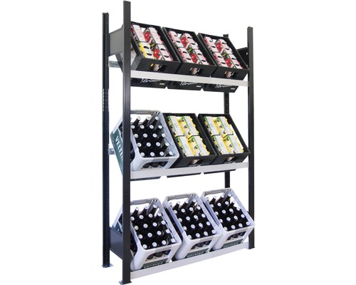 Support pour caisses à bouteilles, étagère de base pour caisses de boissons Schulte 1800x1000x300 mm