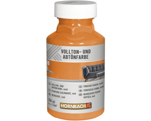 Peinture plein ton et colorant HORNBACH mangue 250 ml Peinture complète et colorante dans une bouteille de 250 ml