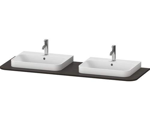 Duravit Happy D.2 Plus Konsole mit zwei Ausschnitte 160 x 55 cm Nussbaum gebürstet ohne Waschtisch HP032HB6969