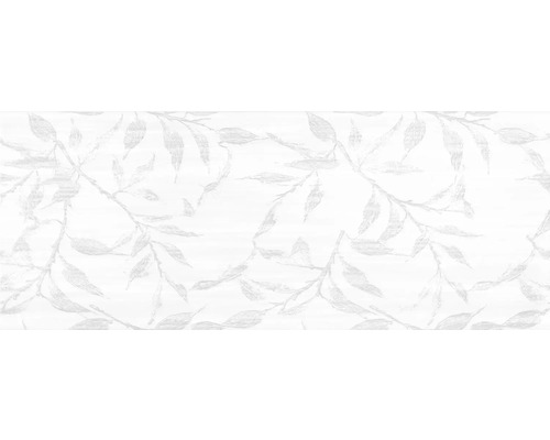 Carrelage décoratif Mavi feuilles blanc asphalte brillant 20 x 50 cm