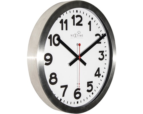 Nextime Funkuhr mit Metallrahmen und weißem Zifferblatt