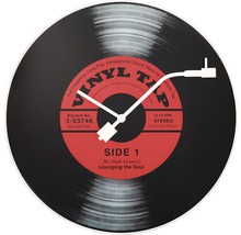 Horloge murale vinyle Tap noir Ø 43 cm