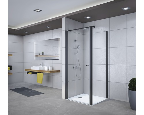 Drehtür für Seitenwand Breuer Elana 6 90 cm Anschlag rechts Dekor Lines Profilfarbe schwarz Drehtür für Seitenwand Breuer Elana 6 90 cm Anschlag rechts Dekor Lines Profilfarbe schwarz