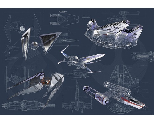 Fototapete Vlies DX8-077 Disney Edition 4 Star Wars Blueprint Dark 8-tlg. 400 x 280 cm
