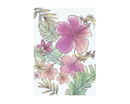 Illustration de fleurs d''hibiscus et de feuilles tropicales