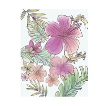 Illustration de fleurs d''hibiscus et de feuilles tropicales