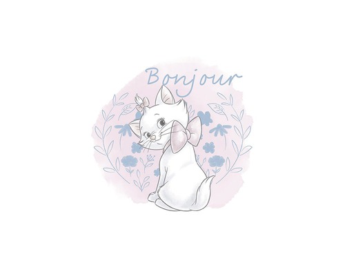 Illustration d''un chat blanc avec un nœud et le mot Bonjour