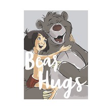 Illustration de Mowgli et Baloo s''étreignant avec le texte câlins d''ours