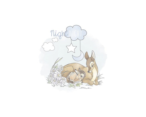 Illustration d''une mère cerf avec son petit et l''inscription Bonne nuit