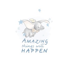 Illustration de Dumbo l''éléphant avec l''inscription Amazing Things Will Happen