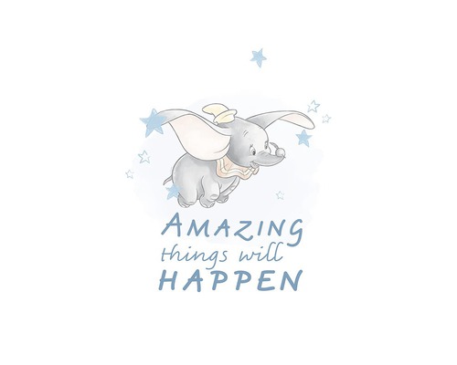 Illustration de Dumbo l''éléphant avec l''inscription Amazing Things Will Happen