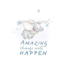 Illustration de Dumbo avec l''inscription ''Amazing things will happen''