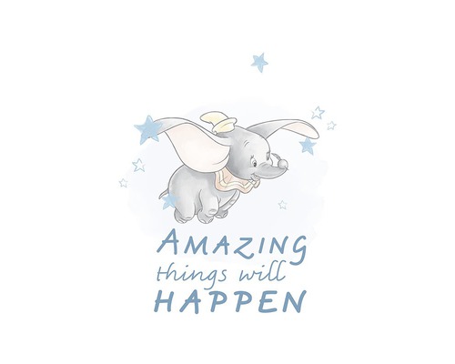 Illustration de Dumbo avec l''inscription ''Amazing things will happen''