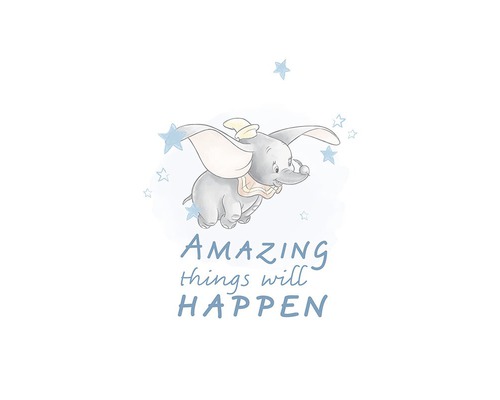 Illustration d''un éléphant Dumbo volant avec le texte ''Amazing things will happen''.