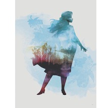 Silhouette d''une femme avec forêt et château comme décoration murale