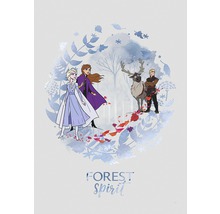 Illustration d''Anna, Elsa, Kristoff et du renne Sven du film La Reine des neiges 2, avec l''inscription Esprit de la forêt