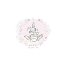 Illustration d''un lapin avec une couronne de fleurs et l''inscription Doux comme tout