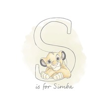 Illustration avec la lettre S et le lion Simba