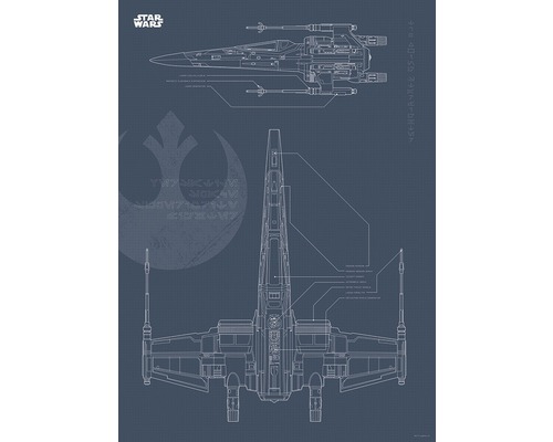 Illustration du plan de construction du chasseur stellaire X-Wing de Star Wars