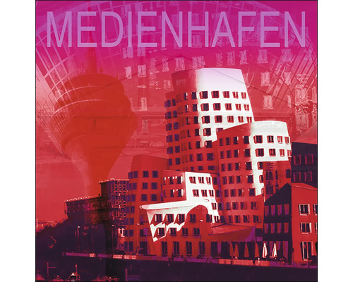 Illustration des bâtiments du Medienhafen avec la Rheinturm