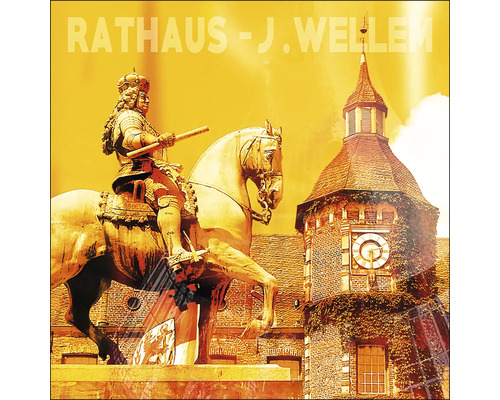 Glasbild Düsseldorf Rathaus J. Wellem 50x50 cm