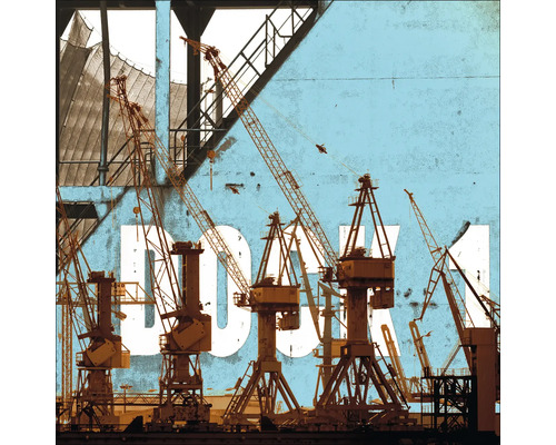 Illustration de grues sur fond industriel