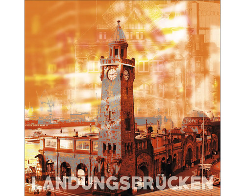 Illustration des débarcadères de Hambourg avec la tour et les bâtiments