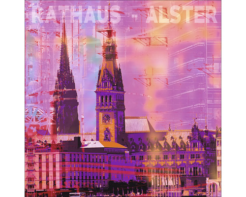 Image de l''hôtel de ville de Hambourg avec l''inscription Rathaus Alster